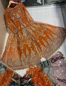 2022 luxe pakistanais indien Designer Collection de mariage Salwar Kameez lourd en mousseline de soie brodé costume pour les mariages d'été - Product Image 6