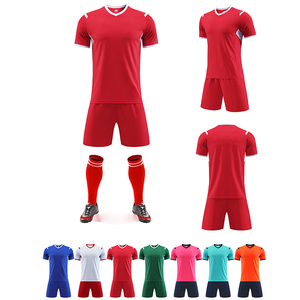 Camiseta de Fútbol Azul con Cuello en V para Hombre, Manga Corta, Absorbe la Humedad, Uniforme Deportivo, Estampado Sublimado, Equipación de Fútbol para Todas las Temporadas - Product Image 2