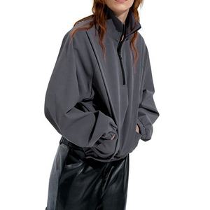 Chaquetas Cortavientos Estilo Bomber para Mujer, Ropa Urbana Elegante para Invierno, Moda Y2K, Media Cremallera, Logotipo Personalizado en Lona - Product Image 4