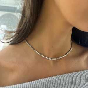 Collier et bracelet de tennis convertibles en diamant, 2 carats, moissanite CVD ronde personnalisée, bijoux de mariée élégants, classiques et luxueux en or 10k 14k - Product Image 6