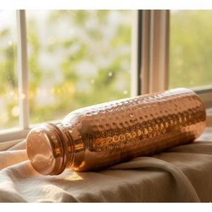 Pure Copper Water Bottle with Round Lid Hammered Copper Drinking Bottle for Daily Use Ayurvedic Copper Water Bottle for Wellness - Product Image 3