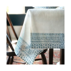 100% Organic Cotton Table Cloth Rectangle Half White Floral Embroidered Oilproof Bulk OEM ODM Export India - Product Image 4