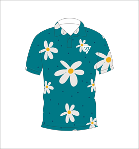 เสื้อโปโลพิมพ์ลายดอกเดซี่สีเขียวอมฟ้าสำหรับผู้ชาย แขนสั้นลำลอง เหมาะสำหรับเล่นกอล์ฟในฤดูร้อน - Product Image 4
