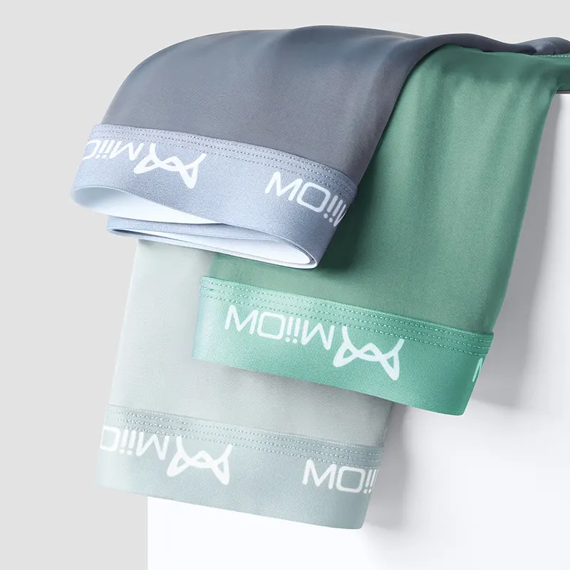 MiiOW ice silk Woven Sewing Men's Underwear Solid Color comfortable Fashion Underwear Fits Skin Men's Underwear