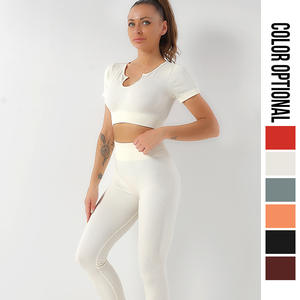 Conjunto Deportivo Mayorista: Top de Yoga, Ropa Deportiva, Conjuntos de Gimnasio y Fitness, Camisetas de Running, Leggings con Efecto Scrunch Butt y Pantalones de Pierna Ancha - Product Image 3