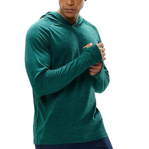 Men's Sunscreen Fleece Hoodies Long Sleeves <b>Thumb</b> Holes Quick Drying Lightweight Color Blocking Pattern Pocket Design for - Product Image 1