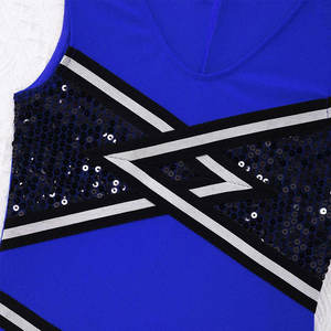 Uniforme de cheerleading pour femmes de haute qualité, ensemble deux pièces, étiquette privée, couleurs personnalisées, logo, haut et jupe de cheerleading haut de gamme, exportation - Product Image 5