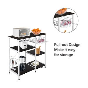 Organizzatore da Cucina Scuro da 90 cm, Scaffale a 3 Livelli per Microonde con Porta Spezie, Tavolo da Lavoro per Pasticceria - Product Image 6