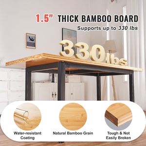 Scrivania Elettrica Regolabile in Bambù Massiccio, Dimensioni 180 cm x 74 cm x 3,8 cm, Supporta fino a 150 kg, Struttura in Bambù Massiccio - Product Image 2