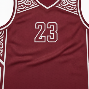 Custom Basketball Uniform Set Red Tribal Design Jersey & Shorts Quick Dry Sports Kit Team Wear Red Athletic Uniform - Product Image 4