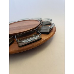Round Wooden Lazy Susan Handmade Minimalist Design Natural Wood Grain Pattern Solid Color Party Dishes & <b>Plates</b> - Product Image 3