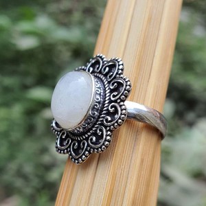 Moonstone <b>Ring</b> Oval Silver Handmade Traditional Indian Jewelry Fashion Jewellery Natural Gemstone Elegant Gift For Women - Product Image 5