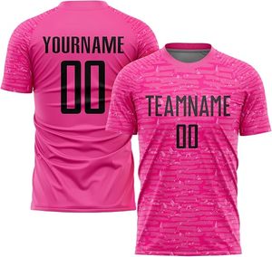 Conjunto de Camiseta de Fútbol Sublimada Personalizada 100% Poliéster, Color Rosa, Nombre del Equipo 00, Absorbe la Humedad, Unisex para Adultos, Manga Corta, Cuello Redondo, Deportiva - Product Image 2