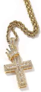 Rhodium Plated <b>Cross</b> Charm Pendant with Crown Moissanite Brilliant Cut Hiphop Necklace for <b>Men</b> Party Gift Christian Jewelry - Product Image 2