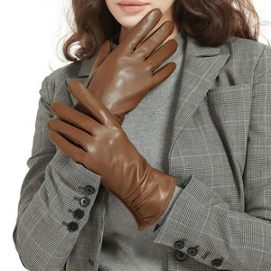 Gants de vélo en cuir, longueur poignet, thermiques, non doublés, style uni, compatibles écran tactile, pour usage quotidien en hiver, sport et soirées - Product Image 6