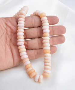 Pink Opal Faceted Rondelle Beads Natural 9-11mm 16 Inches for Fine Jewelry Making High Quality - Product Image 4
