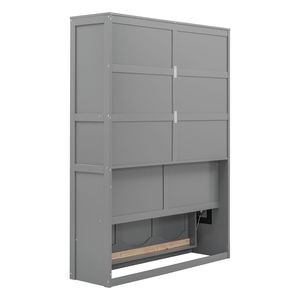 Lit Murphy gris pleine taille avec étagères, design lit mural - Product Image 4