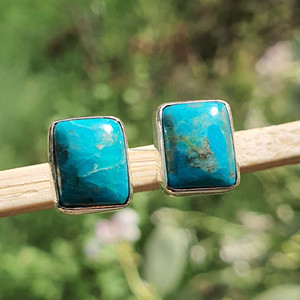 925แฮนด์เมดต่างหูเงินสเตอร์ลิงสี่เหลี่ยมสีฟ้าเทอร์ควอยซ์ชุบทองสำหรับของขวัญงานหมั้นงานแต่งงานขายส่ง - Product Image 5