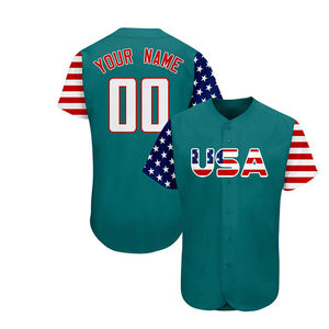 High Quality Customized <b>Heat</b>-Transfer Printed V-neck Baseball Jersey Front Logo Breathable 100% Polyester OEM Services Factory - Product Image 4