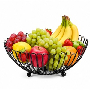 Cesta de Frutas Redonda de Alambre Metálico Exclusiva, Organizador Transpirable para Encimera de Cocina, Centro de Mesa de Lujo, Frutero - Product Image 5
