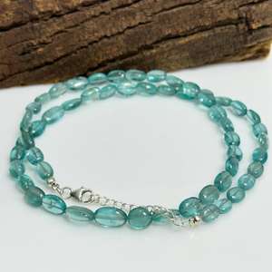 Collar de gargantilla con cuentas de apatita Natural, forma ovalada suave, para mujeres y niñas, collar ajustable hecho a mano de 5 a 8mm, joyería - Product Image 4