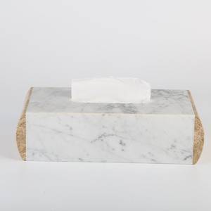 Caja de pañuelos de mármol blanco y negro, soporte rectangular para pañuelos faciales, estuche para pañuelos de mesa para baño, dormitorio, hogar y oficina - Product Image 4