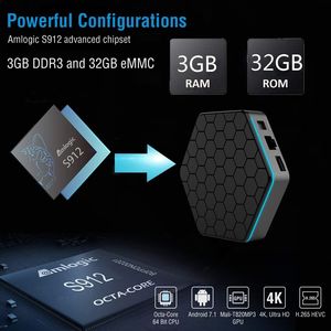 Android 7.1 Amlogic para S912 Octa Core TV Box 3GB/32GB UHD 4K VP10 H.265 WiFi USB2.0 Reproductor Multimedia Inteligente con Enchufe Estadounidense - Product Image 2