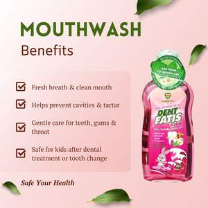 Enjuague Bucal Herbal Premium DENTFATIS para Niños, Sabor a Fresa, Seguro, Suave, Sin Alcohol, Antibacteriano, Aliento Fresco, Cuidado Bucal Diario - Product Image 3
