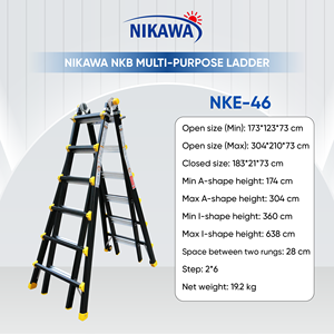 บันไดอลูมิเนียมอเนกประสงค์พับได้ EN131 NIKAWA ขนาด 20 ฟุต 12 ขั้น รับน้ำหนักได้ 300 ปอนด์ เหมาะสำหรับใช้ในโรงแรม ดีไซน์ทันสมัย รับประกัน 1 ปี - Product Image 1