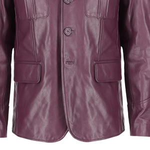 <b>Men</b> Leather Safari <b>Jacket</b> <b>White</b> Turn-down Collar Regular Fit Single Breasted Solid Color Spring Outerwear - Product Image 4