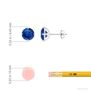 Natural Round Blue Sapphire Stud <b>Earrings</b> 14kt Yellow Gold Solitaire Four Prong <b>Fine</b> Jewelry OEM ODM <b>Fine</b> Jewelry Gift for Wife - Product Image 2