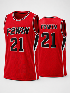Camiseta de Baloncesto Sublimada con Nombre de Equipo Personalizado Force 2 Win F2W-BBJ-005, Unisex, Transpirable, de Secado Rápido, Blanca y Azul, Deportiva - Product Image 6