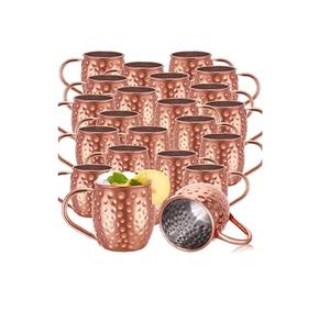 Tazas de Cobre Sólido Hechas a Mano para el Hogar Moderno, Taza en Forma de Barril de 16 oz con Asa de Latón y Textura Martillada - Product Image 4
