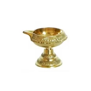 Decorative Brass Diya Elegant Design Oil Lamp Traditional Style Diwali Festival Pooja <b>Mandir</b> Decor - Product Image 3