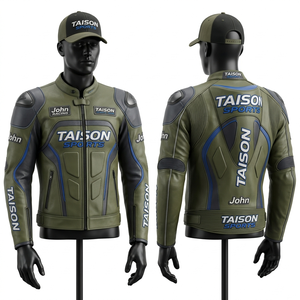 <b>Mens</b> 1 2mm Cowhide Leather Motorbike <b>Jacket</b> 950 GSM Blue Black <b>White</b> Panel Design Custom Logo <b>Men's</b> <b>Jackets</b> - Product Image 2