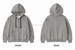 เสื้อฮู้ดซิปสตรีทแวร์ทรงโอเวอร์ไซส์ หนัก 450GSM ไหล่ตก ผ้าฟลีซหนานุ่ม ปักโลโก้ตามสั่ง เป็นมิตรกับสิ่งแวดล้อม สำหรับฤดูหนาว - Product Image 3