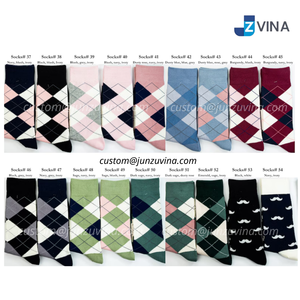 Premium Anti-Bacterial Rose Grey Argyle Jacquard Eco-Friendly Cotton Dress Crew <b>Socks</b> Custom <b>Sock</b> Men Business Casual Daily Wear - Product Image 3