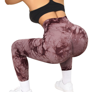Leggings de sport taille haute tie-dye sans couture pour femme, pantalon de yoga et de fitness de qualité, effet scrunch, sexy - Product Image 3