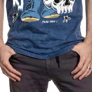 Camiseta de Manga Corta con Cuello Redondo y Estampado de Dibujos Animados de Rocky Bear para Hombre, Azul, Corte Regular, Estilo Urbano, Camiseta de Algodón - Product Image 4