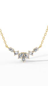 Collar de Diamantes Cultivados en Laboratorio con Corte Esmeralda y Marquesa, en Oro Sólido de 18K, Color Incoloro VVS, Colgante Inspirado en la Naturaleza con Cadena - Product Image 3