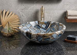 Lavabo en améthyste, lavabo en quartz rose, lavabo en œil de tigre, lavabo en onyx, lavabo en malachite, lavabo en bois pétrifié - Product Image 3