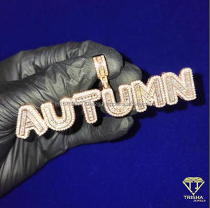 <b>Iced</b> <b>Out</b> " NAE " Letter Pendant Custom Hip Hop Jewelry Lab Grown Diamond Necklace With Tennis <b>Chain</b> Gift - Product Image 4