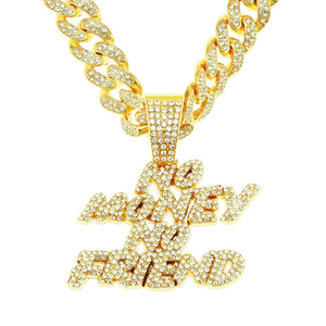 Gold Plated 925 Silver Cuban <b>Chain</b> Pendant Necklace Brilliant Cut <b>Diamonds</b> Letter Pendant Unisex Hip Hop Jewelry for <b>Mens</b> Womens - Product Image 1