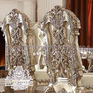 Muebles de Comedor Modernos y Duraderos de Madera de Teca Tapizados en Plata de Lujo - Product Image 3