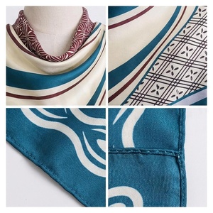 NORTH APPROACH Women's Square Silk Scarf Geometric Print Elegant Multi-Functional Fashion Accessory All Seasons - Product Image 5