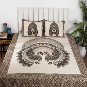 Couvre-lit en coton de qualité supérieure, imprimé à la main à Jaipur, avec deux taies d'oreiller et drap plat, prix de gros - Product Image 2