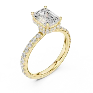 Anillo de diamante de corte esmeralda de 1.5 quilates cultivado en laboratorio, oro sólido de 18 quilates, halo oculto, unisex, regalo para fiesta nupcial - Product Image 2