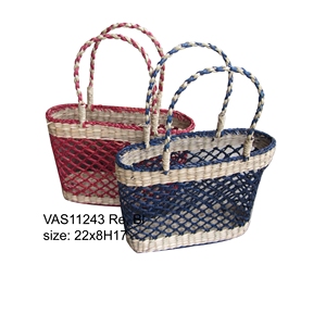High Quality Vietnam Seagrass Casual Tote Basket Two Vintage Style Waterproof <b>Shoulder</b> <b>Strap</b> Natural Handwoven Home Decor - Product Image 5