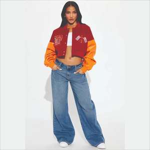 Veste varsity courte imperméable 100% laine pour femmes, manches en cuir, fermeture à boutons, manteau d'hiver pour femmes, fabriqué au Pakistan - Product Image 6