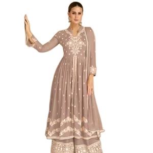 Traje étnico de trabajo de hilo de rayón pesado de último diseñador de Fab Zone para adultos, ropa de fiesta India pakistaní de alta calidad, Kurti Palazzo - Product Image 1